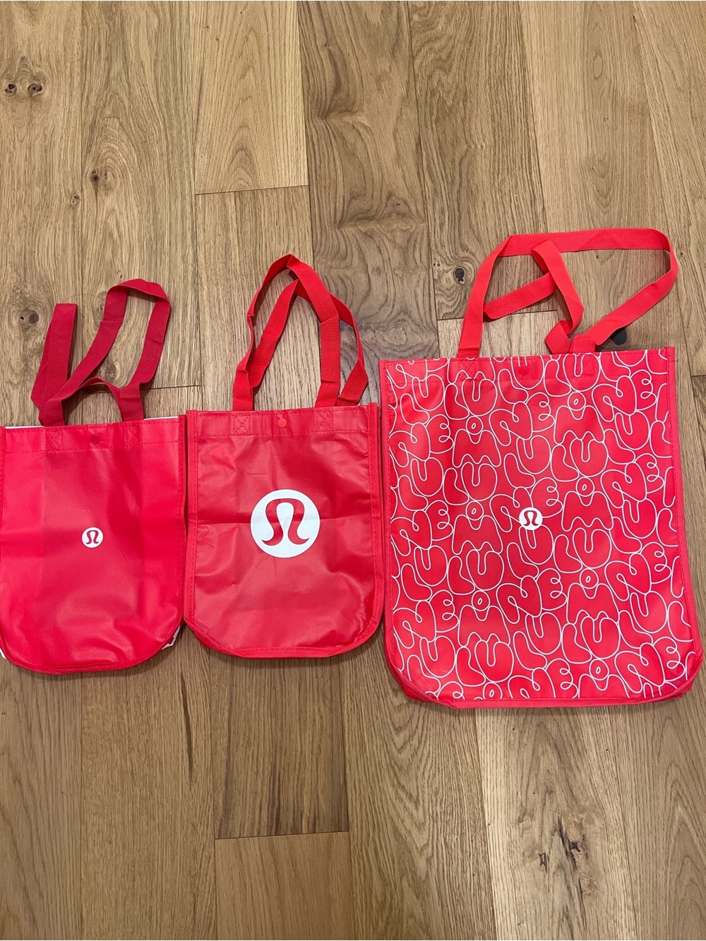 Lululemon Red Logo Tote Bags - Set of 3